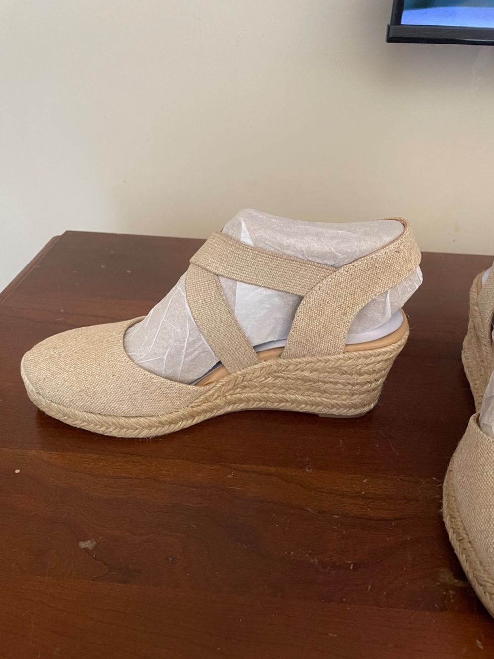 Easy Spirit Espadrille Wedge Sandals in Natural Beige New - Picture 3 of 5